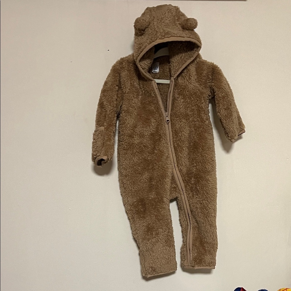 GAP Brown Fleece Kids Footie with Hood